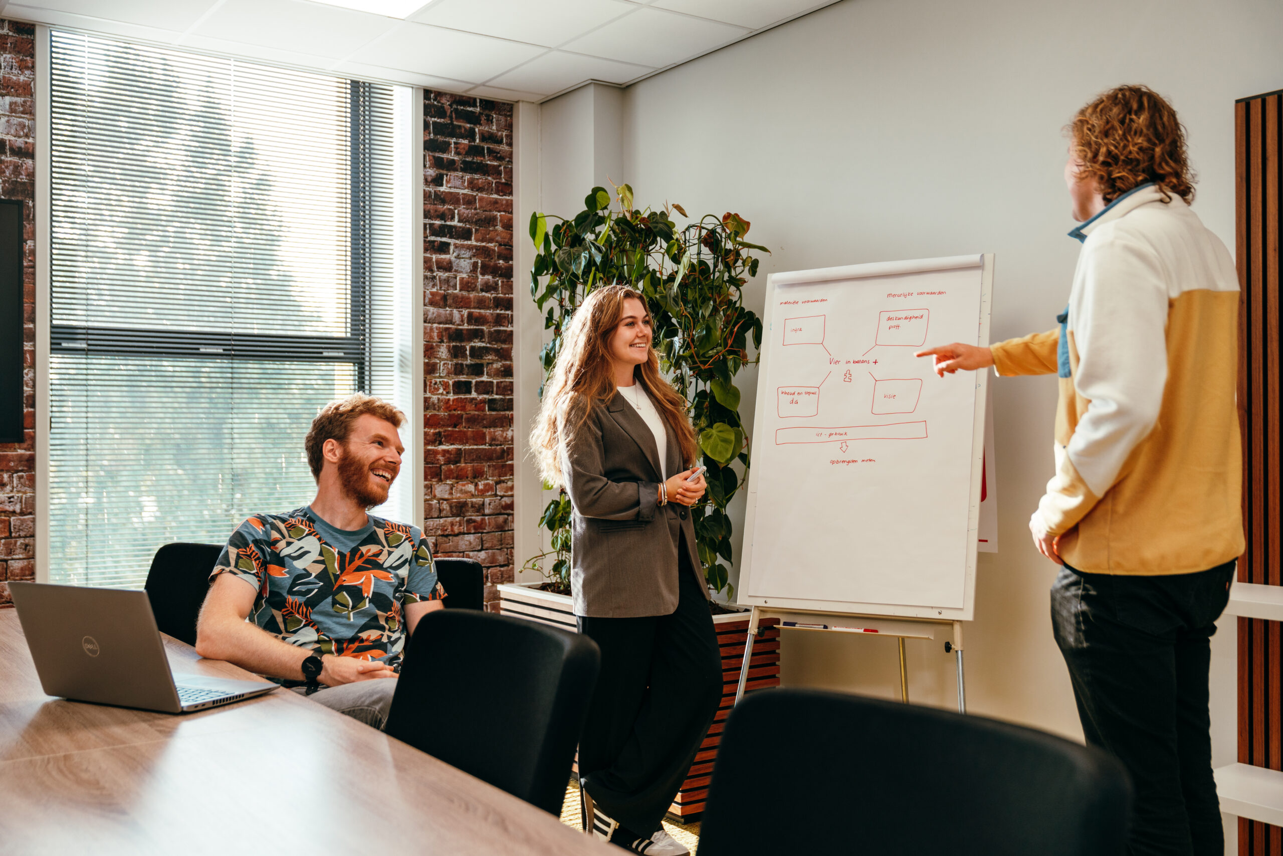 Collega's bij een flipover